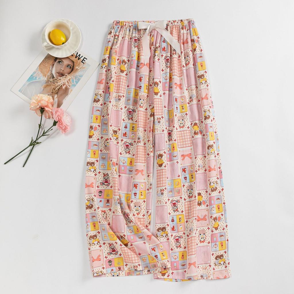 Cotton Silk Pajama Pants for Women, New Summer Style, Thin Cotton Casual Pants, Can Be Worn Outside, Large Size Home Pants