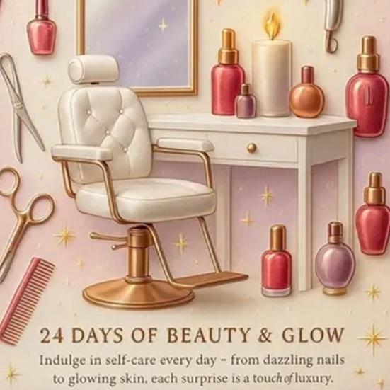 Salon Advent Calendar 2025 24 Days Acrylic Ornament Box with Beauty Themed Surprises Christmas Countdown