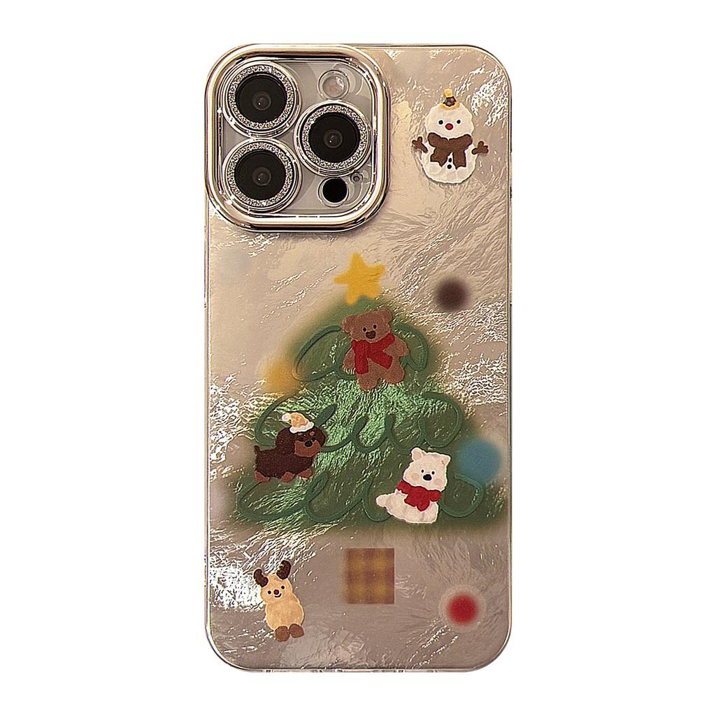 Applicable To Apple 16 Mobile Phone Case 17promax Snowman Christmas Tree Iphone14 Autumn and Winter Cartoon 13 Lens Film Hard