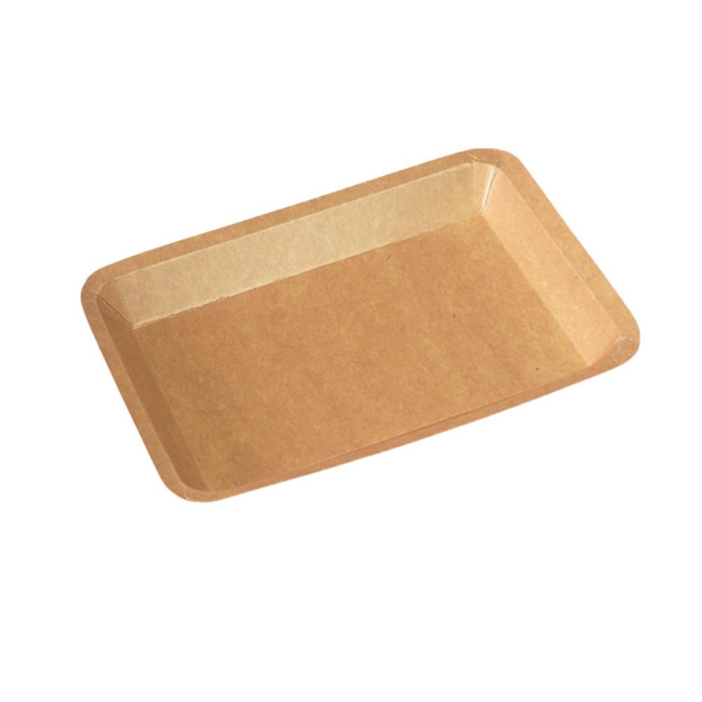 

50PCS Thickened Kraft Paper Barbecue Tray Oil Proof Dessert Plate Cake 6.61x4.69x0.63 in