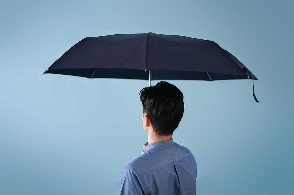 Komiya Shoten 65cm Automatic Large Folding Umbrella Durable Fiberglass Windproof High Wind Resistant Super Water Repellent Teflon Safety Plain
