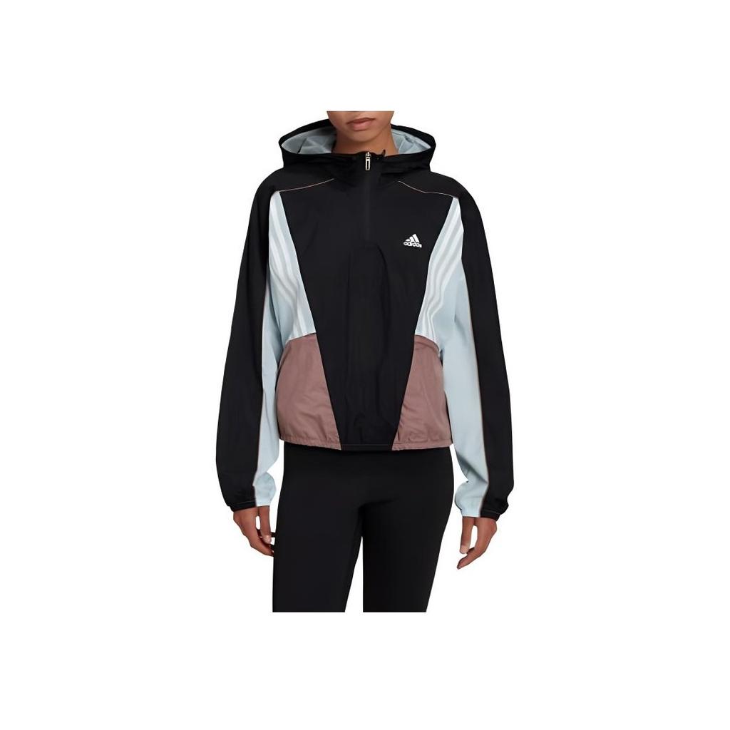 Adidas Logo Print Loose-Fit Workout Hoodie Women Sweatshirt Black HZ9709