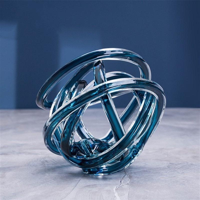 Unregelmäßiges Hanfseil Abstrakte Handwerks-Ornamente Transparente Glas-Knoten-Statue Raum-Ästhetik Dekor Kunstwerk Skulptur