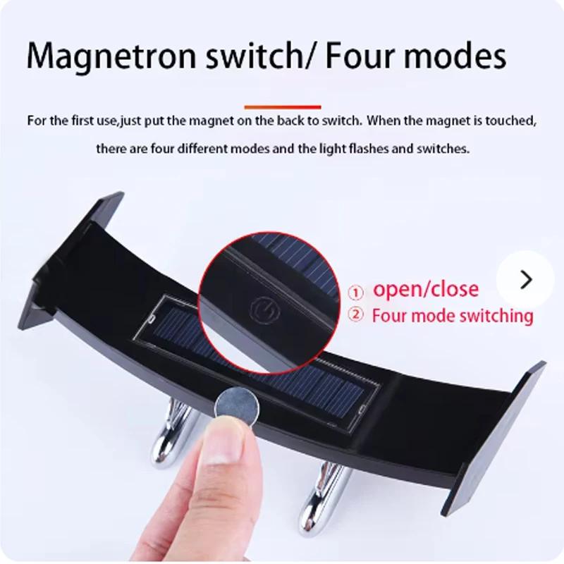 Mini Solar Car Rear Spoiler Tail Light Universal 12V LED Flashing Warning Waterproof Wing with Smart Sensor Modified Accessories