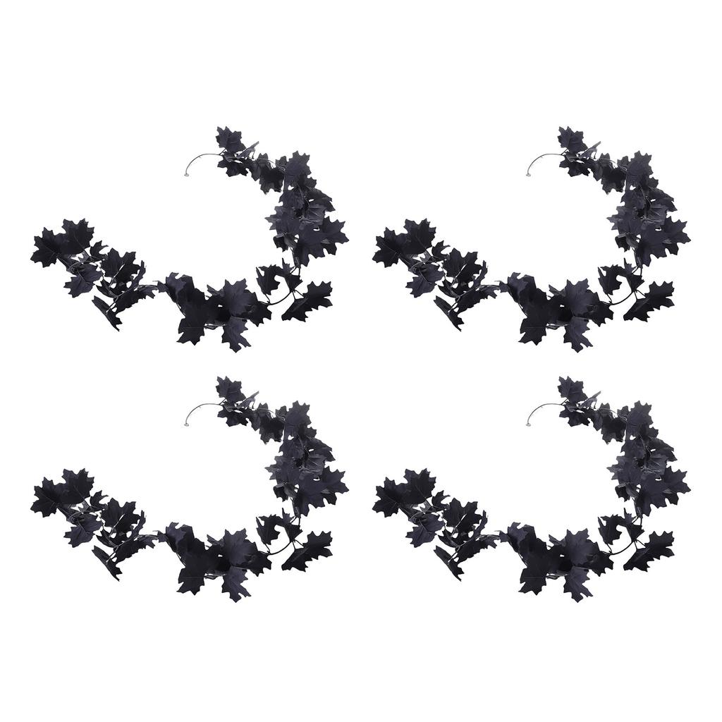 4pcs Fall Maple Leaf Garland Hanging Black Fall Leaves Vine Artificial Autumn Garland Decor for Home Party
