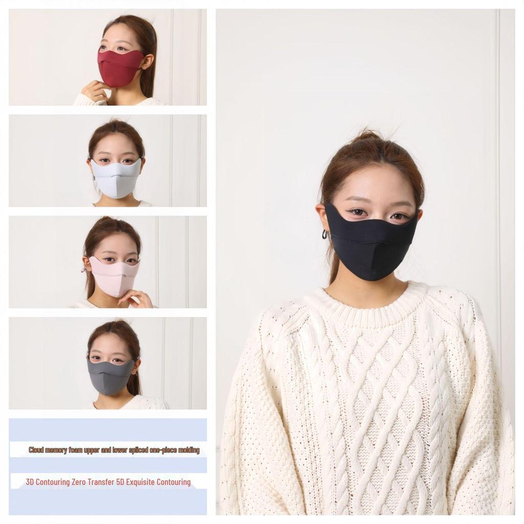 Women's High-Value Windproof & Warm Face Cover for Riding, Autumn/Winter Sun Protection, Washable Sponge Mask