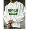 Herren Easy All-Match Weiches Bequemes Rundhals-Sweatshirt Mit Brooklyn-Print, Übergröße.
