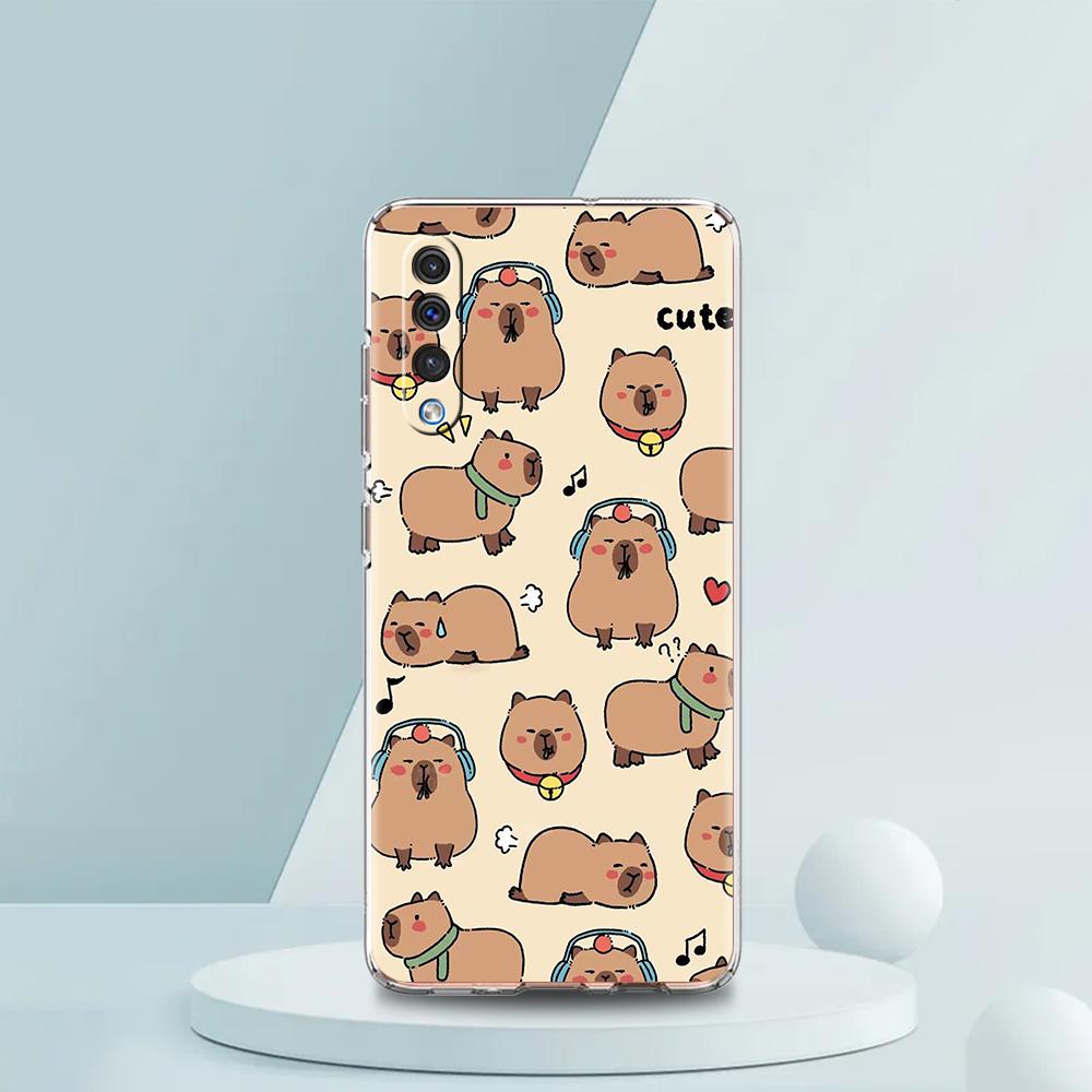 Cartoon Capybara Transparent Phone Case for Samsung Galaxy A12 A50 A52 A70 A40 A10 A20 A30 A02 A03S A04 Cover Silicone Shell Bag