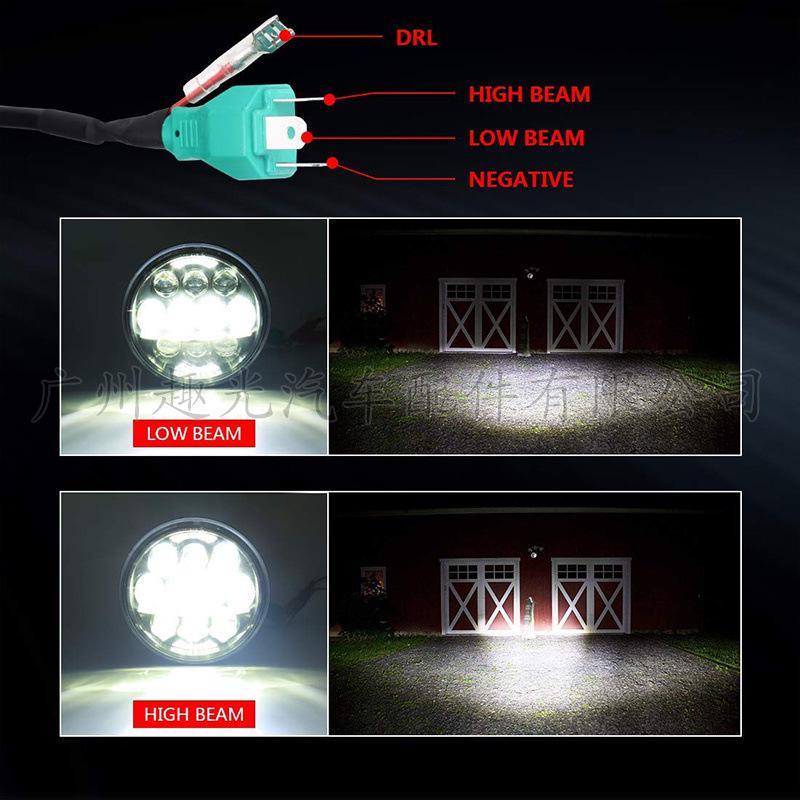 5.75" LED Harley Headlight, 80W, Adjustable High/Low Beam for Modified Models