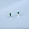 Zhou Hengfu S925 Sterling Silver Emerald Earrings - European & American Simple Fashion Light Luxury
