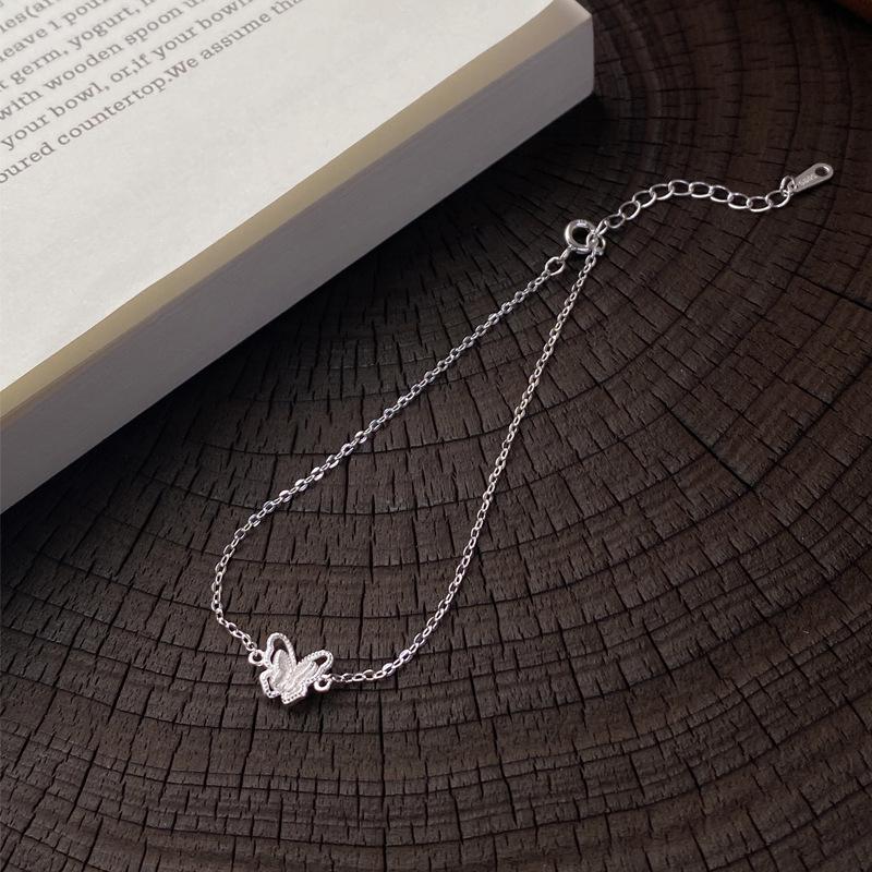 S999 Sterling Silver Elegant Butterfly Bracelet for Women - Light Luxury, Versatile, High-End New Style Hand Jewelry