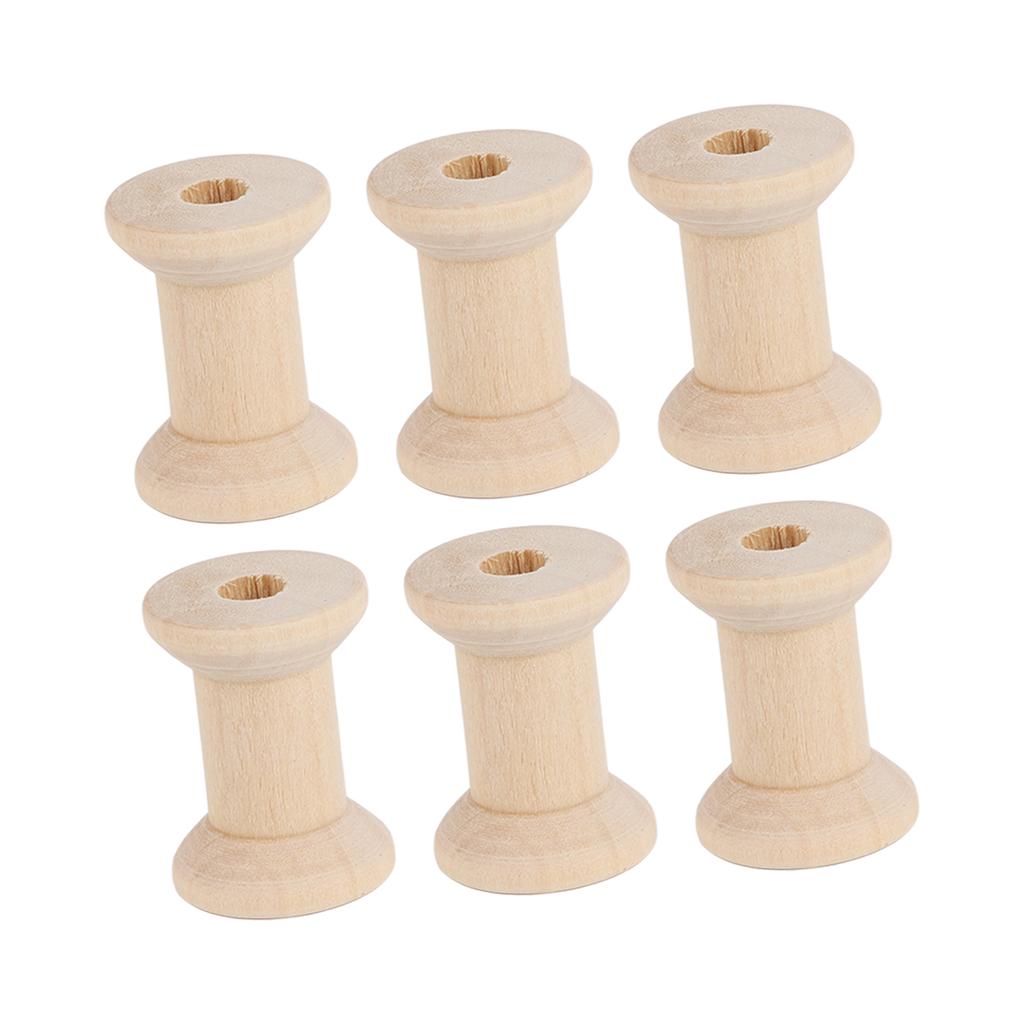 50pcs Wood Spools Polished Recyclable Retro Empty Spools Wooden Thread Spools for Crafts Arts