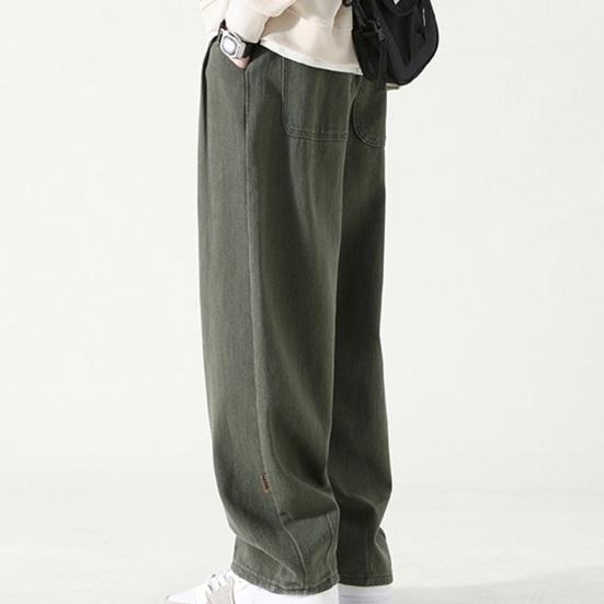 Pantalones de trabajo para hombre, pierna ancha, estilo Retro, transpirables, versátiles, largos, sueltos, de Color sólido, pantalones rectos que combinan con todo