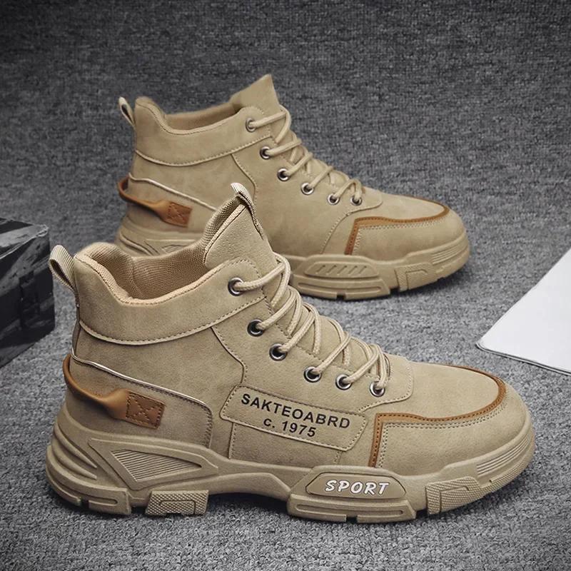 

Shoes Man High Top Boots Comfort Botas Outdoor Fashion Desert Shoes Men s Platform Work Boot Wear-resistant Hiking Boot 39