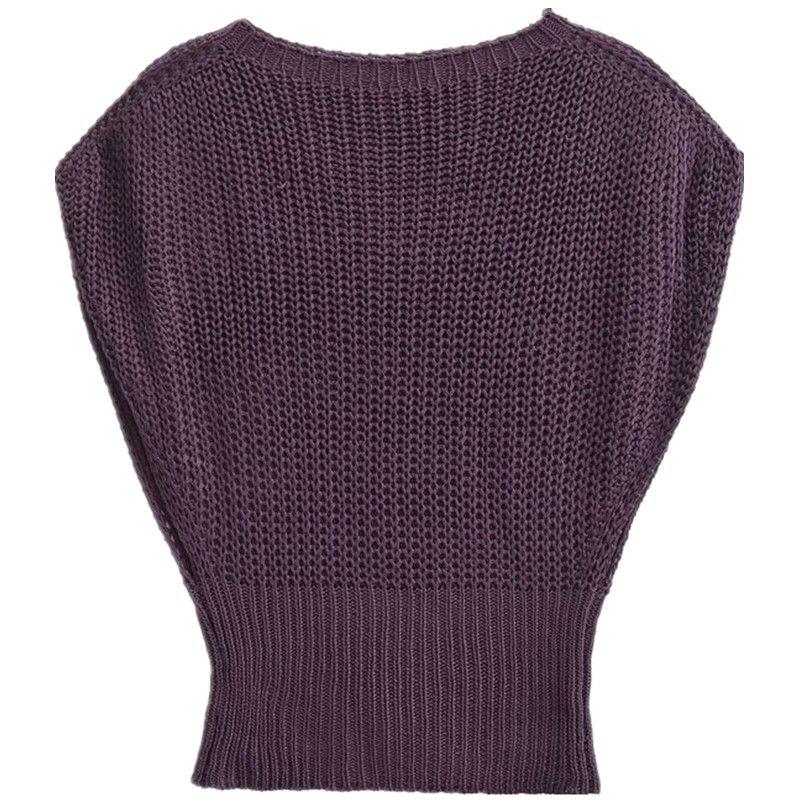 Fashion Style 2024 Autumn New Women's Thick Needle Knitting Wide Round Neck Sleeveless Casual Comfortable Top 5536100