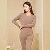 Women's Autumn Lambswool & Fleece Thermal Set: 460g Brushed Velvet Top & Bottoms for Cold Weather