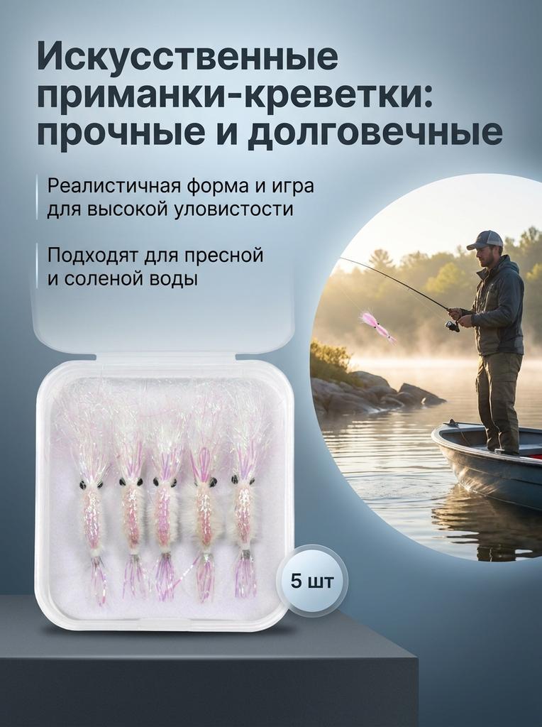 5pcs Shrimp Lure Set Imitation Bait for Bass Fishing Night Glow Shrimp Soft Plastic