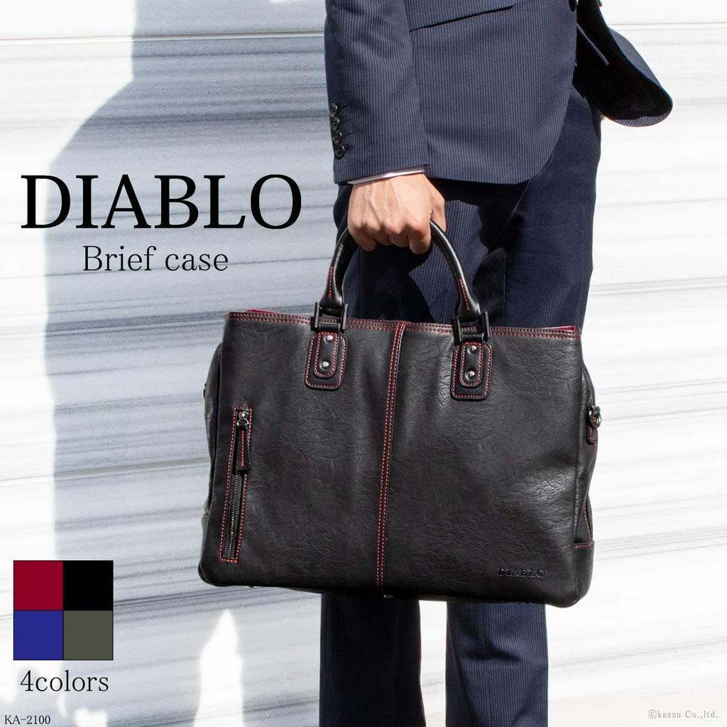 DIABLO Business Bag 2WAY Large Capacity Cowhide Shoulder Bag x [Diablo] Men's [KA-2100] (Black Red)