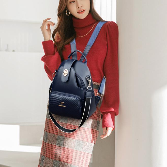 Umhängetasche Damenmode PU Weichleder Rucksack Persönlichkeit Trend Dual-Use-Schultasche