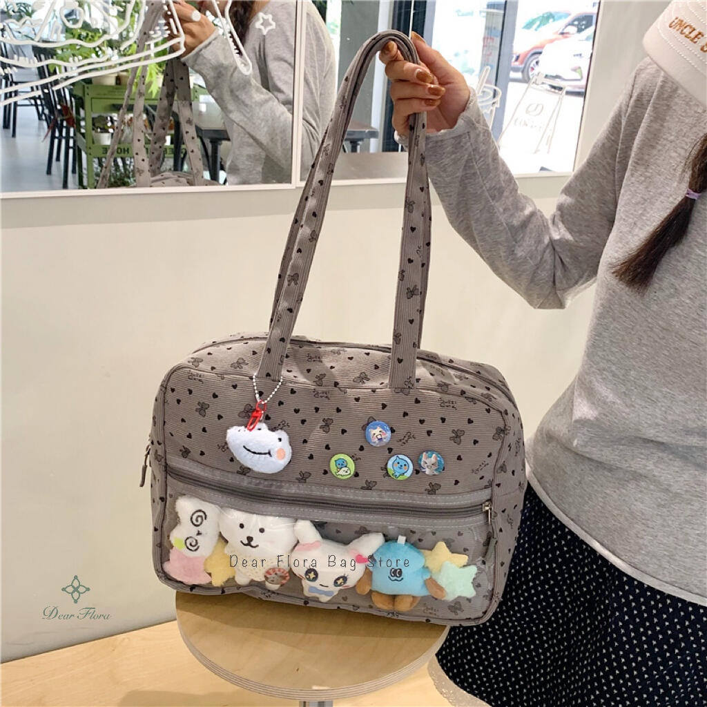 New Cute Large Capacity Ita Bag Lolita Girls Transparent Bag DIY Badge Display Shoulder Bag Fashion Comic Exhibition Handbag