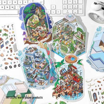 InfeelMe Miniature Scene Stickers 9th Edition 2.5D Mini 3D Cottage Landscaping