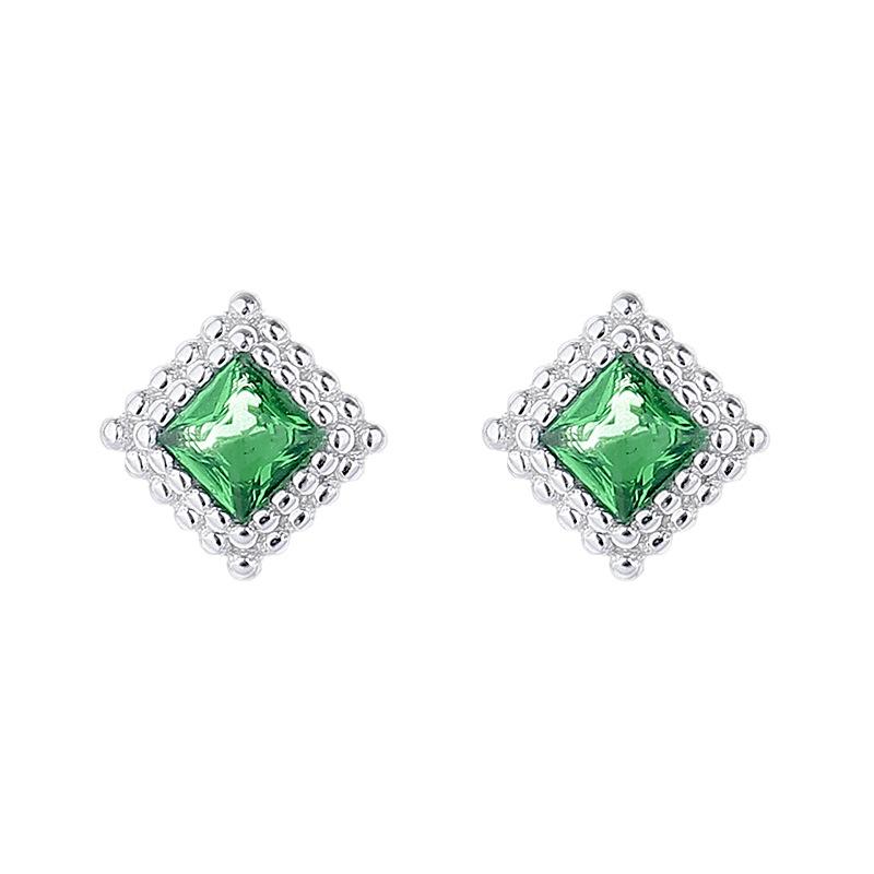 

Retro Small Emerald Threaded Square Earrings Women S Light Luxury Sugar Cube 2025 Exquisite Ear Jewelry 925 silver платиновий
