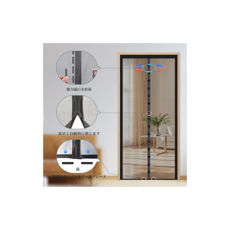 Magnetic Window Screen for Entrance Door, Easy Installation, Automatic Closing, Quiet, Easy Entry and Exit, for Entrance Doors, Back Doors, Balconies,