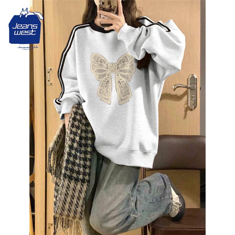 JEANSWEST CLUB Women's Lace Bow Sweatshirt
