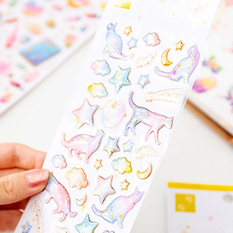 Crystal Drops Glue Stickers 3D Relief Golden Butterfly Sticker Diy Scrapbook Diary Mobile Phone Case Paster Decals Stickers
