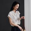 SOFSIL Women's Summer Commuter Solid Lapel Short Sleeve Shirt