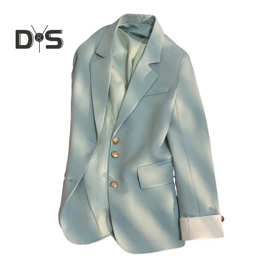 

Женский повседневный пиджак, офисный женский пригородный костюм, куртка с воротником с лацканами, свободный крой, модное повседневное пальто на весну и осень XXL синий