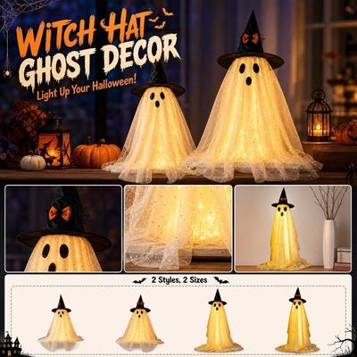 In the Dark Witch Hat and Standing Halloween Decor Set of 2 for Indoor Outdoor Tabletop Party Porch Decor (60cm)