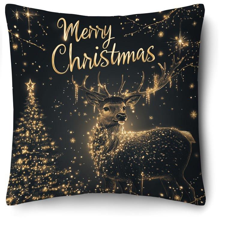 

Gleaming Christmas Pillowcases: Deer & Tree Designs with Merry Christmas Motifs Sofa cushion cover New Year home decoration 16x16Inch