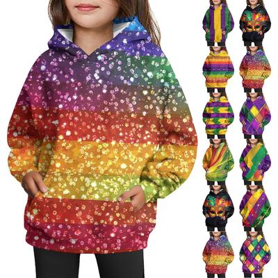 Girls' Hooded Tie- Sweatshirt - Pullover Print Top Carnival Day