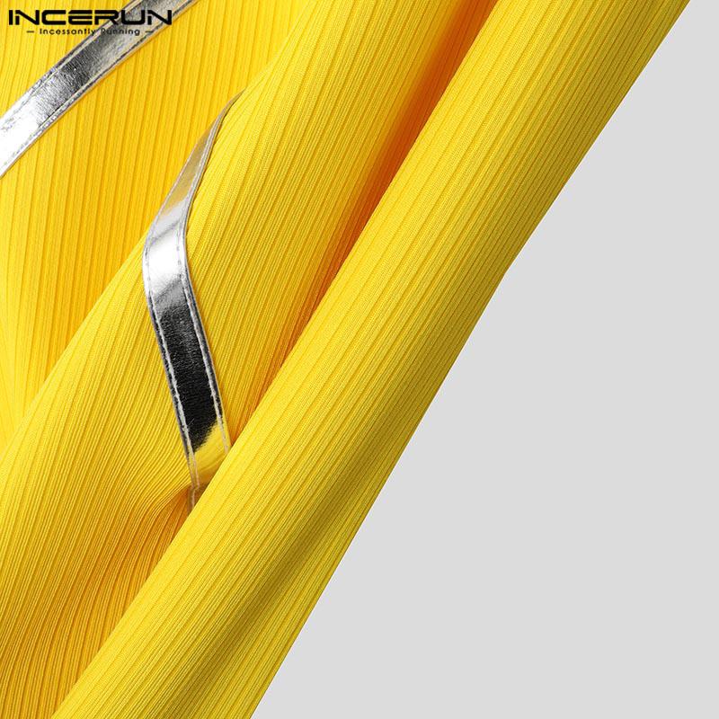 INCERUN Men Summer Strap Sleeveless Cross Patchwork Casual Fitted Tank Tops