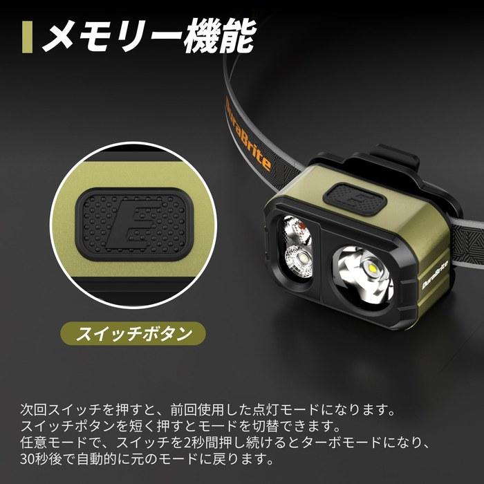 DuraBrite LED Headlight USB Rechargeable, 400 Lumens, Lightweight, 7 Modes, IP67 Waterproof, Red/White/Green Lights, Angle Adjustable, for