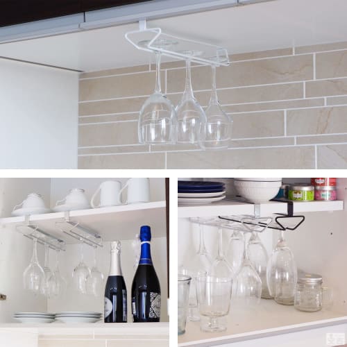 TGH-10 Insertion Type Hanging Wine Glass Holder, Single 10-inch (28cm) Silver, Glass Hanger, Glass Holder, Wine Glass Rack, Storage