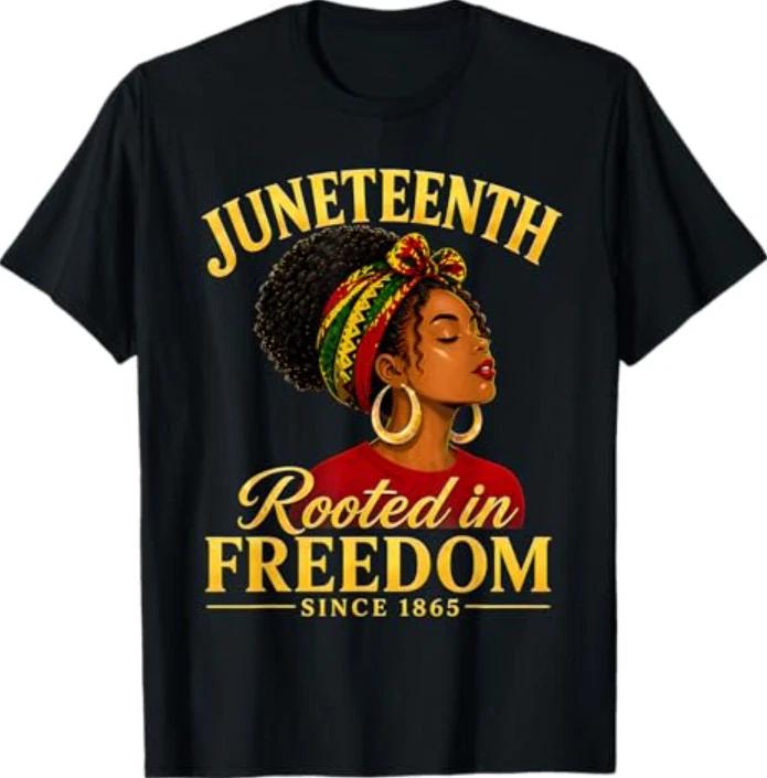 Juneteenth Black Women Rooted in Freedom Juneteenth T-Shirt 2XL