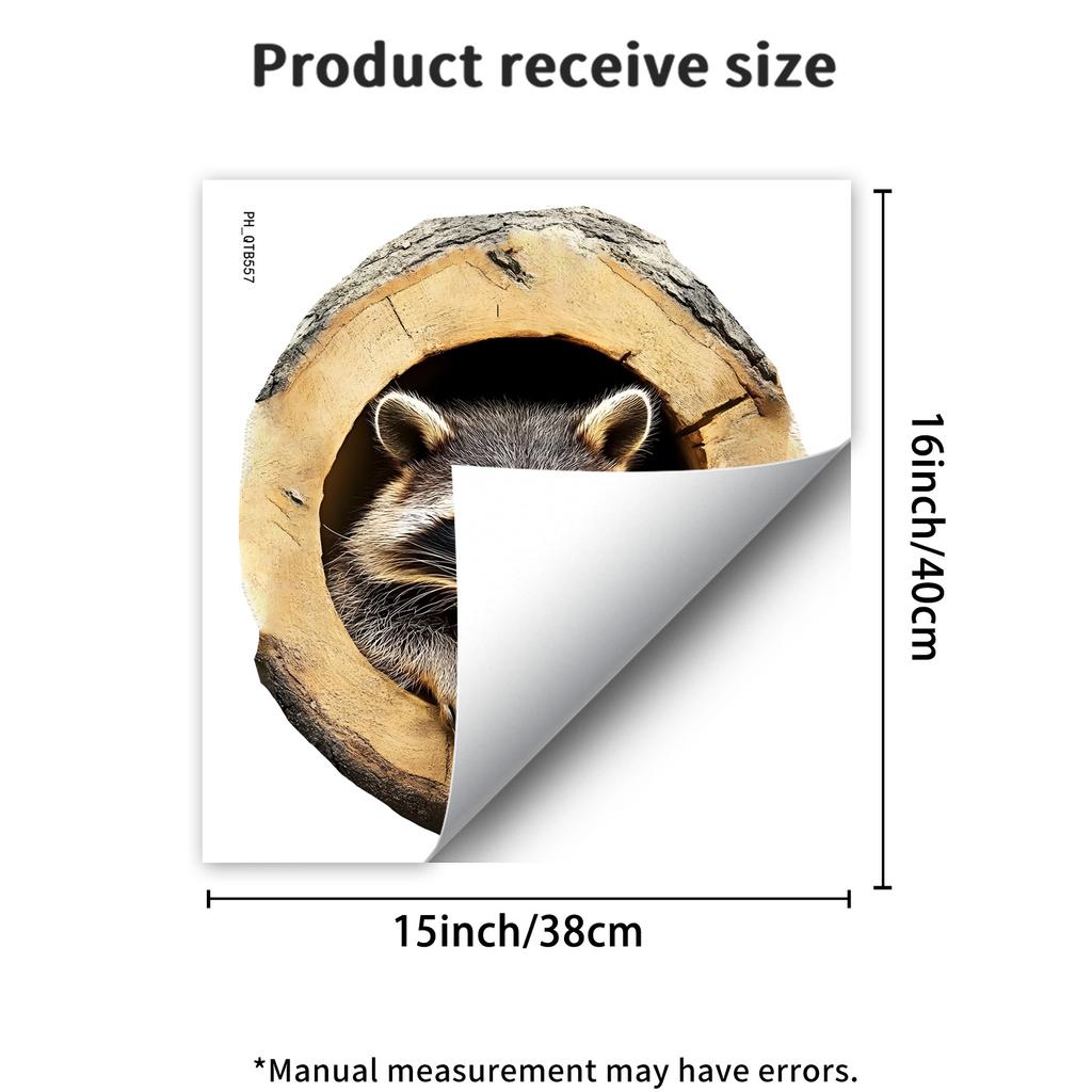 3D Simulation Tree Hollow Raccoon Wall Sticker Self-Adhesive Removable Living Room Bedroom Kids Room Background Wall Home Decor Art Wholesale