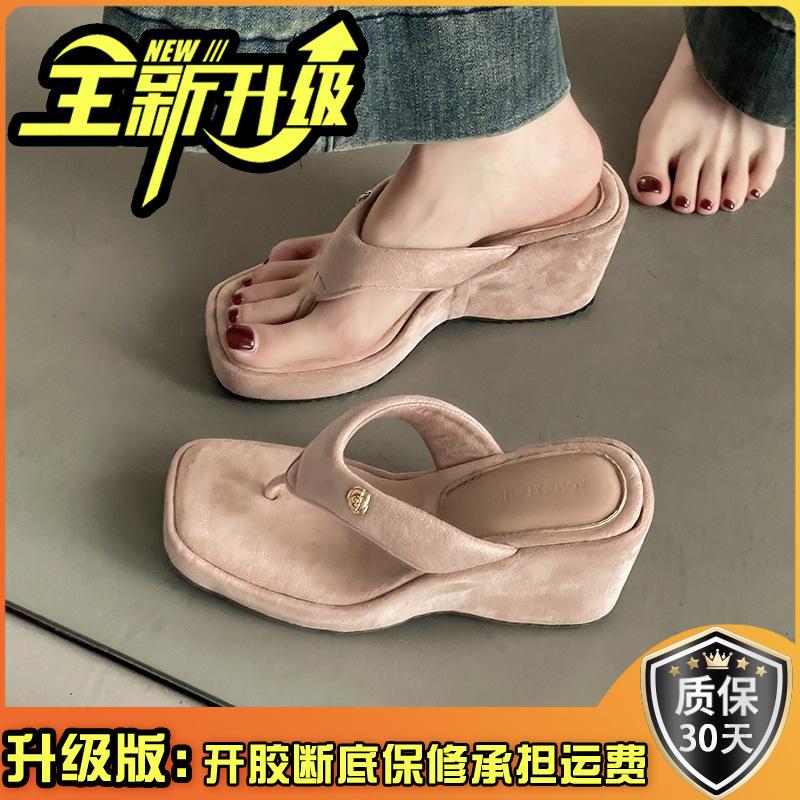 French thick heel pointed wedge heel bag head half slippers summer new design sense niche silver muller cool slippers women