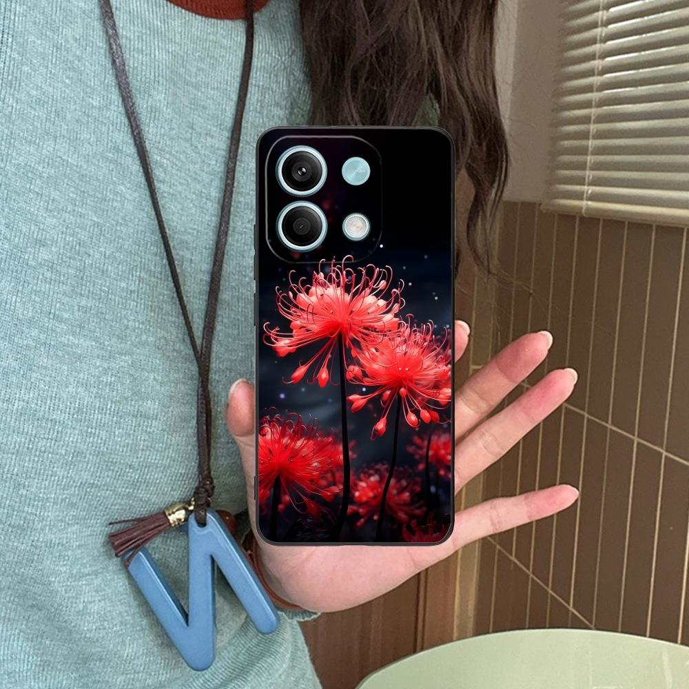 Cool Red Spider Lily Mobile Cell Phone Case for Xiaomi Redmi Note 13 12 11 10 9 8 7 6 S A Pro Lite Plus 5G Black Cover Shell