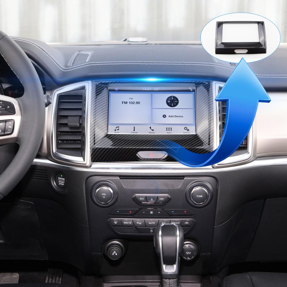 Imitation Carbon Fiber Car Center Navigation Panel Frame Cover for Ford Ranger Everest Endeavour 2015-2020 Accessory