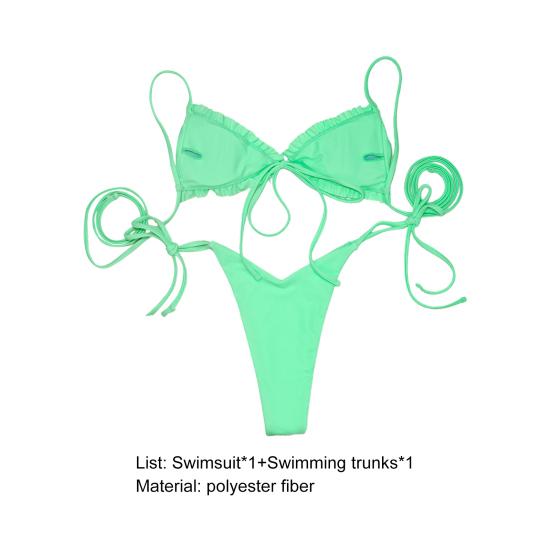 2 ks/sada Bikini set Jednobarevný Plisovaný Univerzální Měkké Plavky