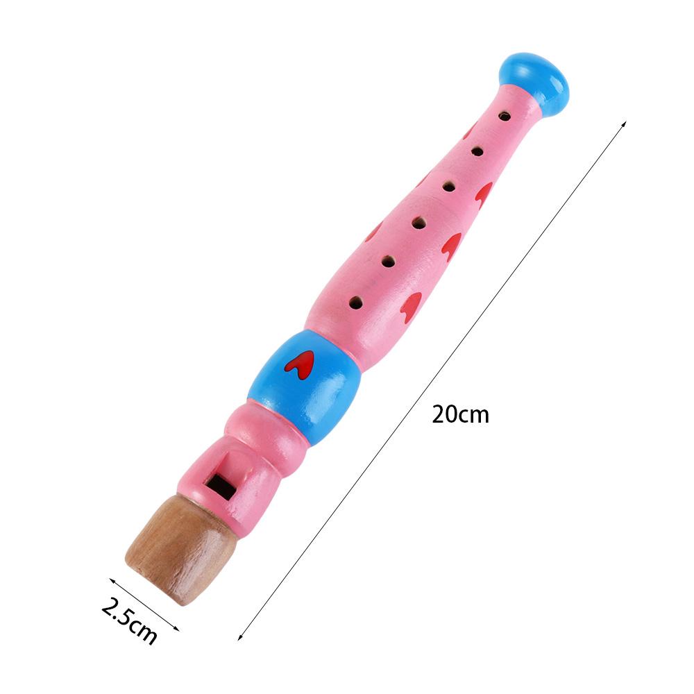 20cm Baby Musical Instrument for Children 6-Holes Recorder Short Flute Wooden Flute Cartoon Flute