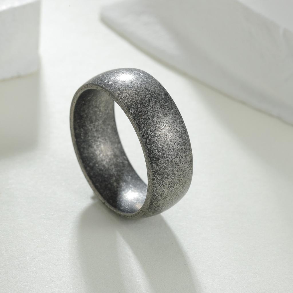 Retro Metal 6/8mm Antique Distressed Wide Ring For Men Stainless Steel Ring Punk Gothic Rock Hiphop Accessories Jewelry Gift