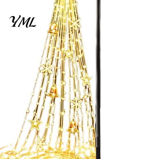 Solar Powered Garden Lights Christmas Light, Outdoor Metal Stake Family Gathering Backyard Ambiance Star Snowflake Waterfall String Lamp, Holiday Yard