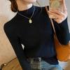 Autumn and winter new simple knitted sweater bottoming top women's versatile slim-fitting and thin semi-turtleneck pullover sweater inner