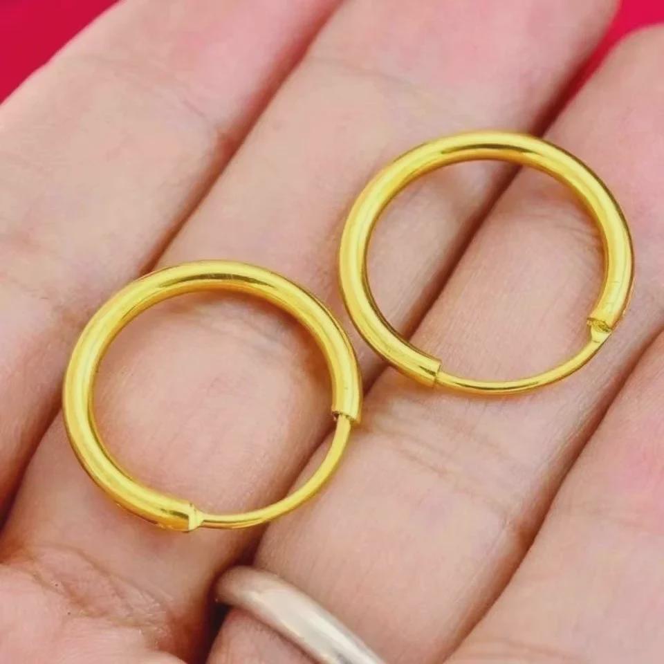 Authentic Vietnamese Pure Brass Gold-Plated Gold Sand Earrings