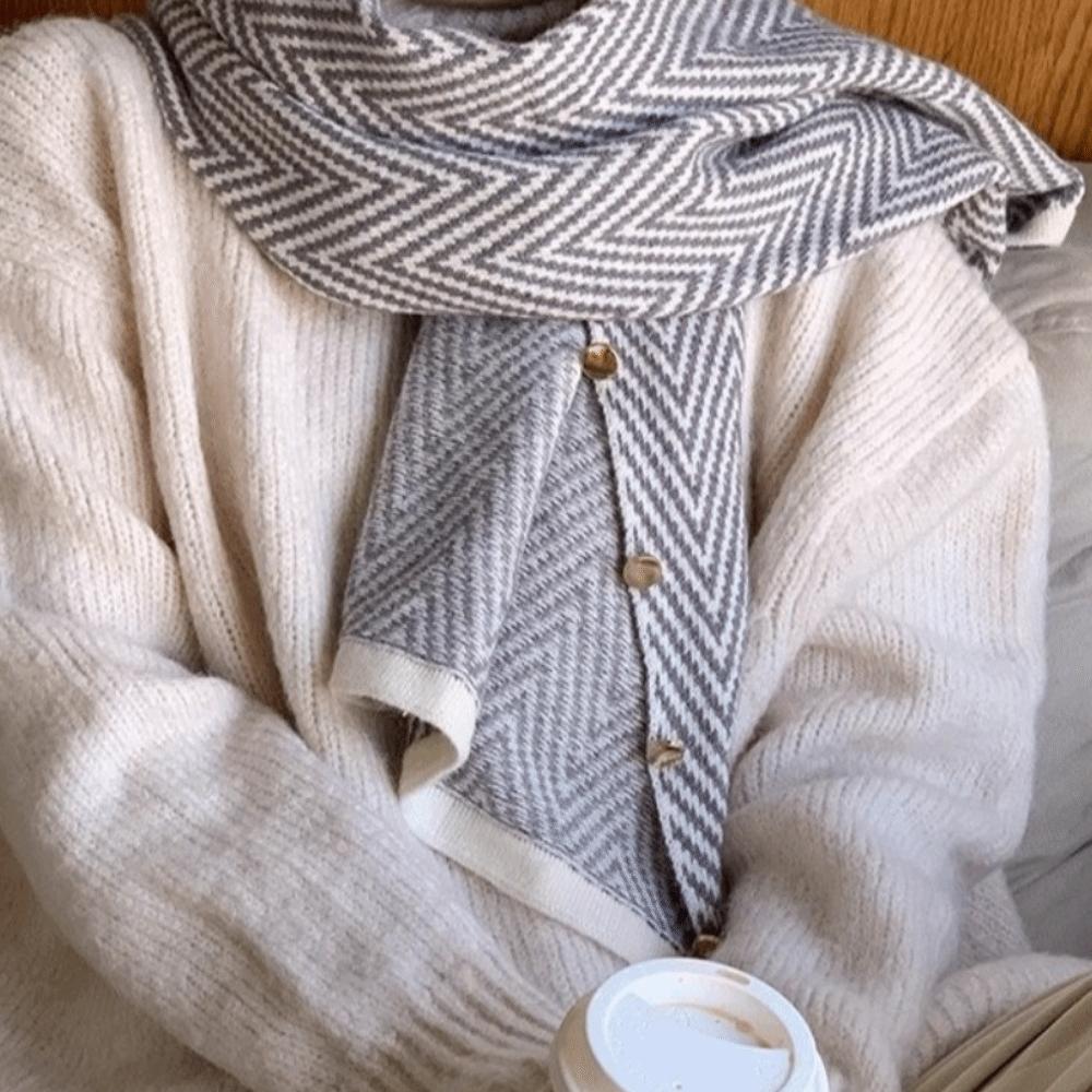 Plush Winter Cashmere Scarves Striped Long Shawl Elegant Imitate Cashmere Scarf  Student
