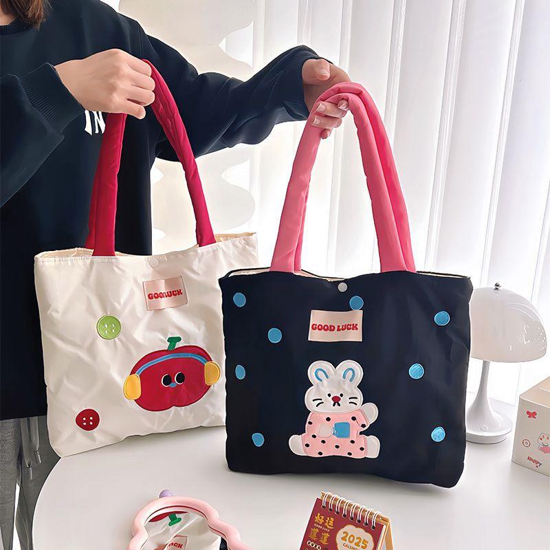 Cute Animal Tote Shoulder Bag Large Capacity Handbag Women'S  Commuter Bag Portable Travel Storage Bag Girly Heart Gifts